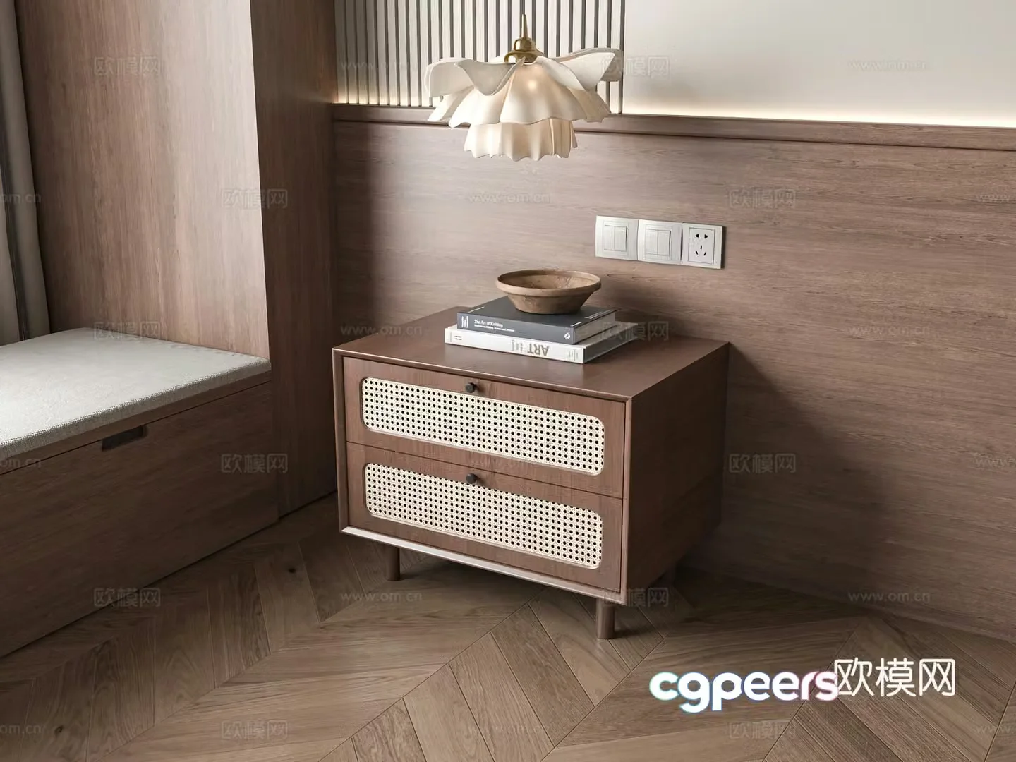 Medieval style bedside table 3d model