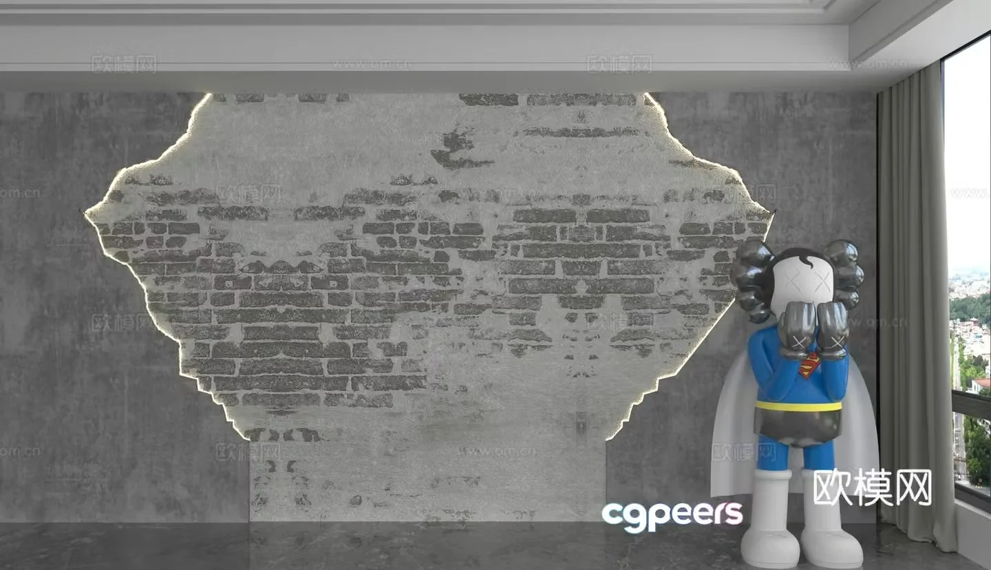 Modern background wall 3d model