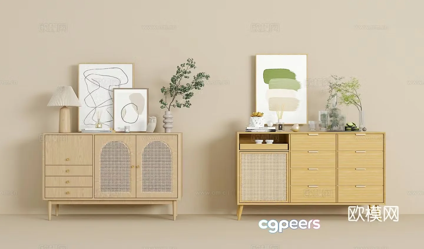 Nordic side cabinet combination decorative cabinet porch cabinet 3D model