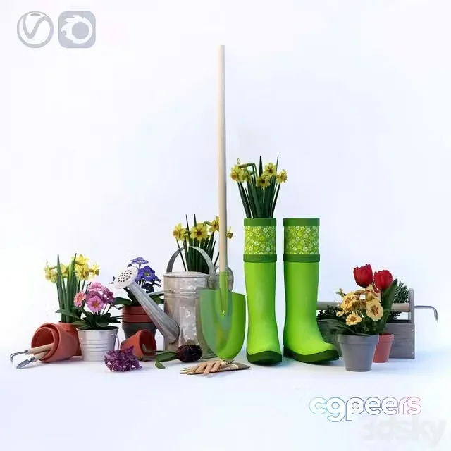 3ds Max Free – Decorative set for garden-garden