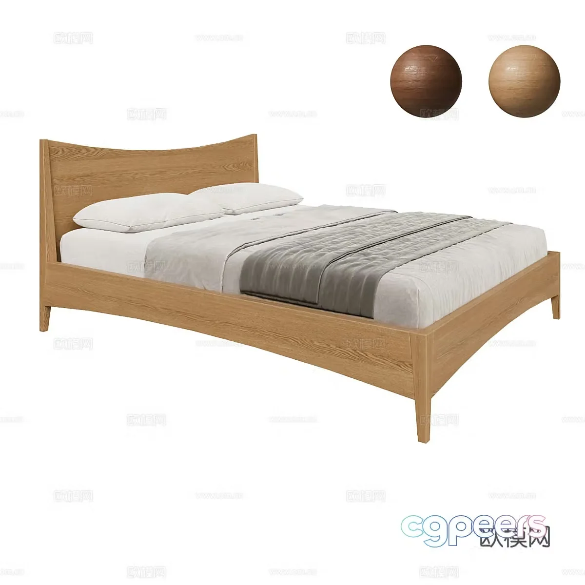 Nordic simple double bed double bed simple bed bedroom bed 3d model