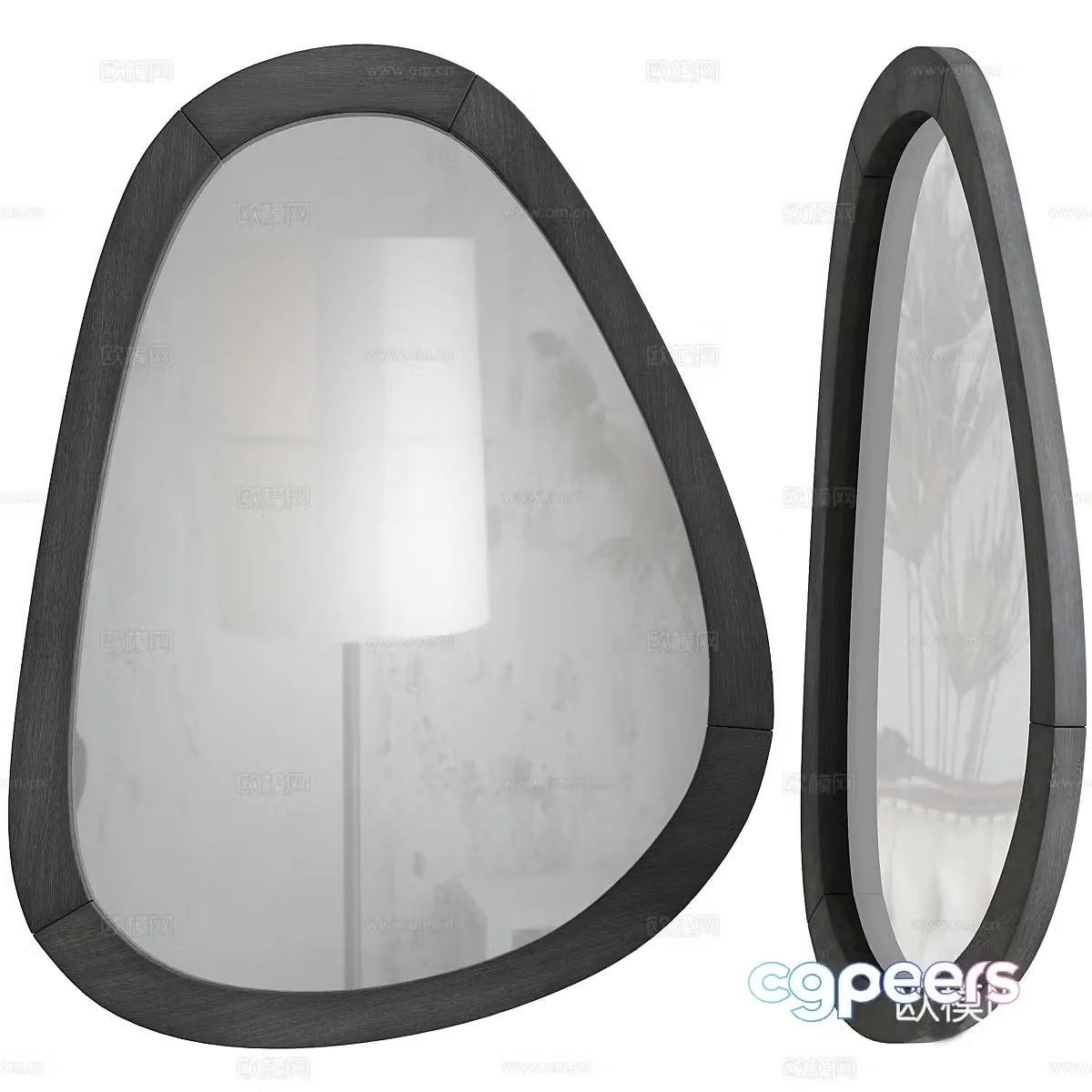 New Chinese style solid wood teak decorative mirror 3D model