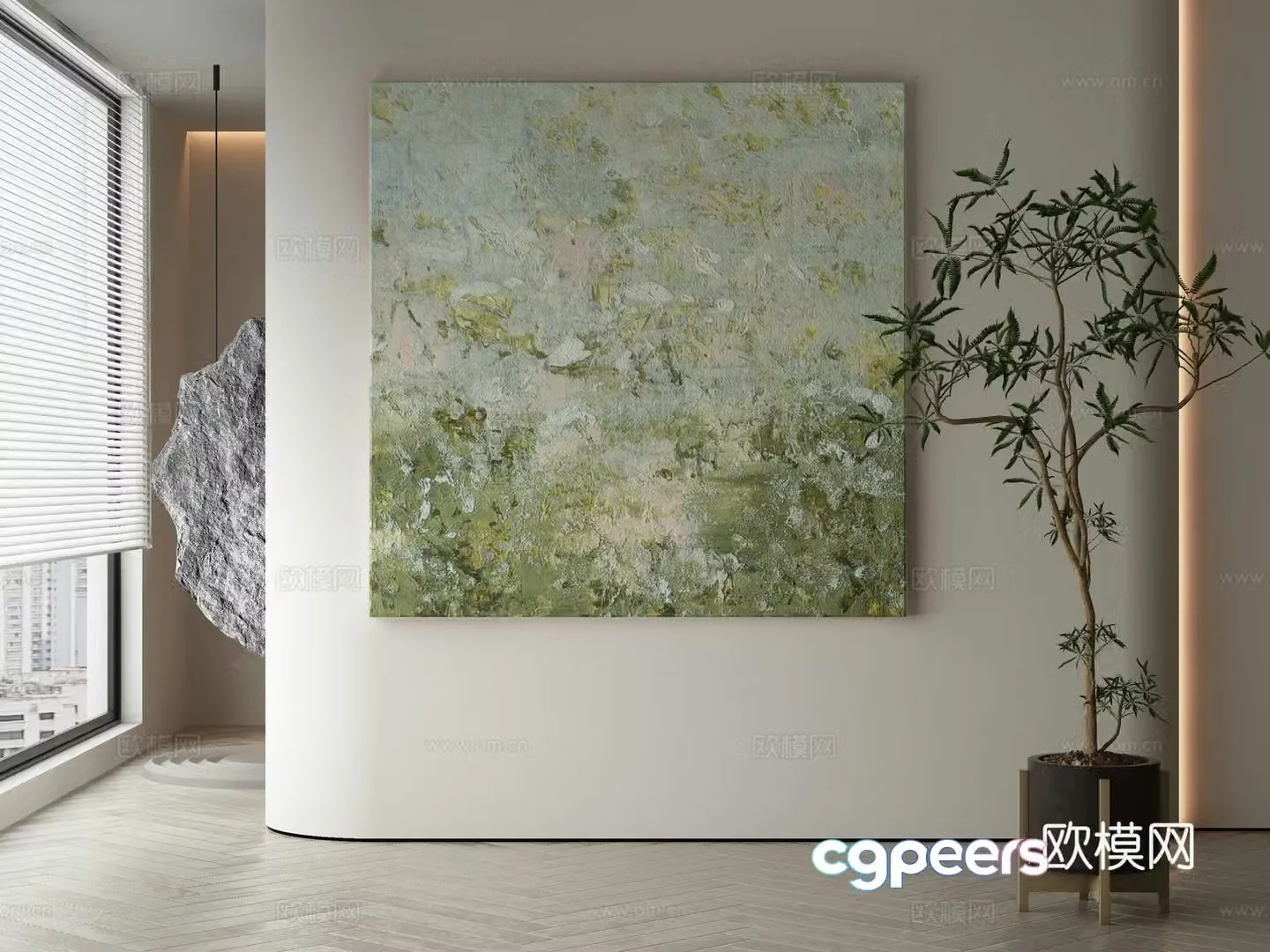 Modern Wasabi abstract hanging painting 3d model