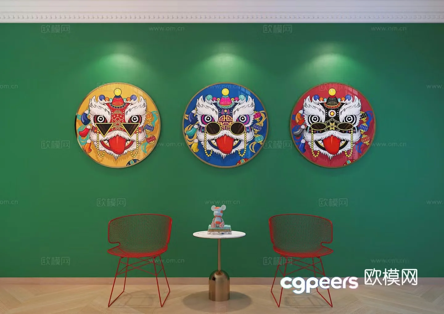 New Chinese style hanging paintings national trend decoration paintings hot pot restaurant decoration paintings 3D model