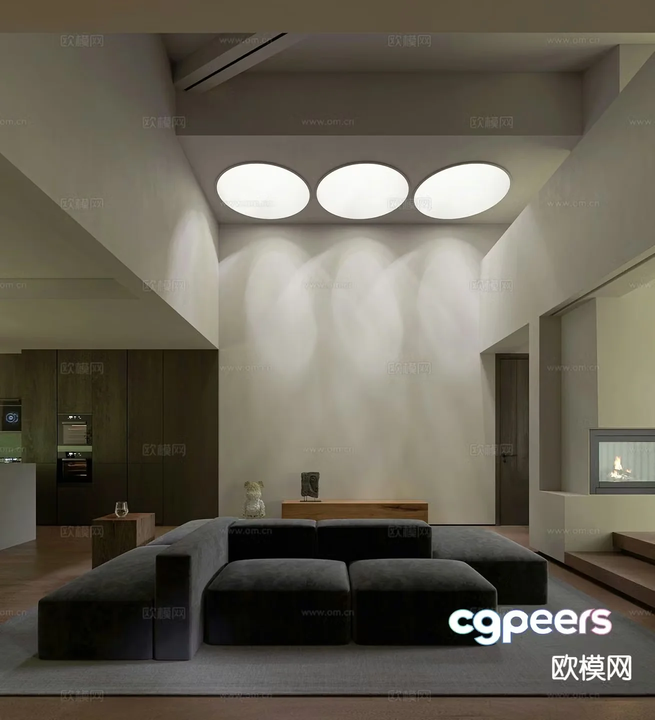 Modern villa living room 3d model