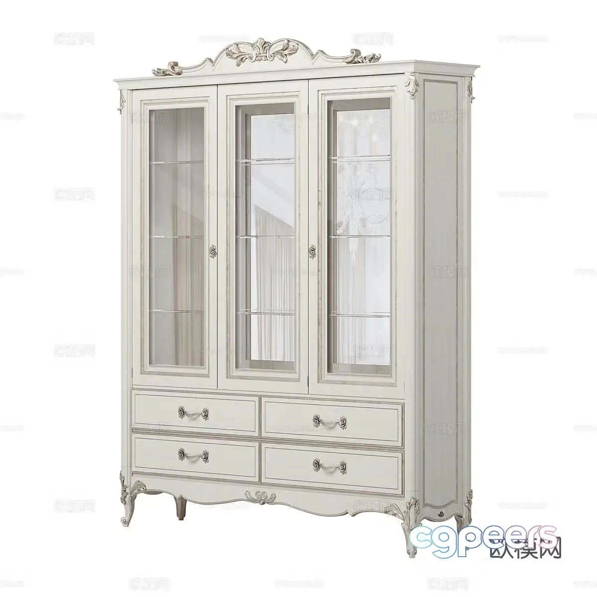 French bookcase display cabinet 3d model