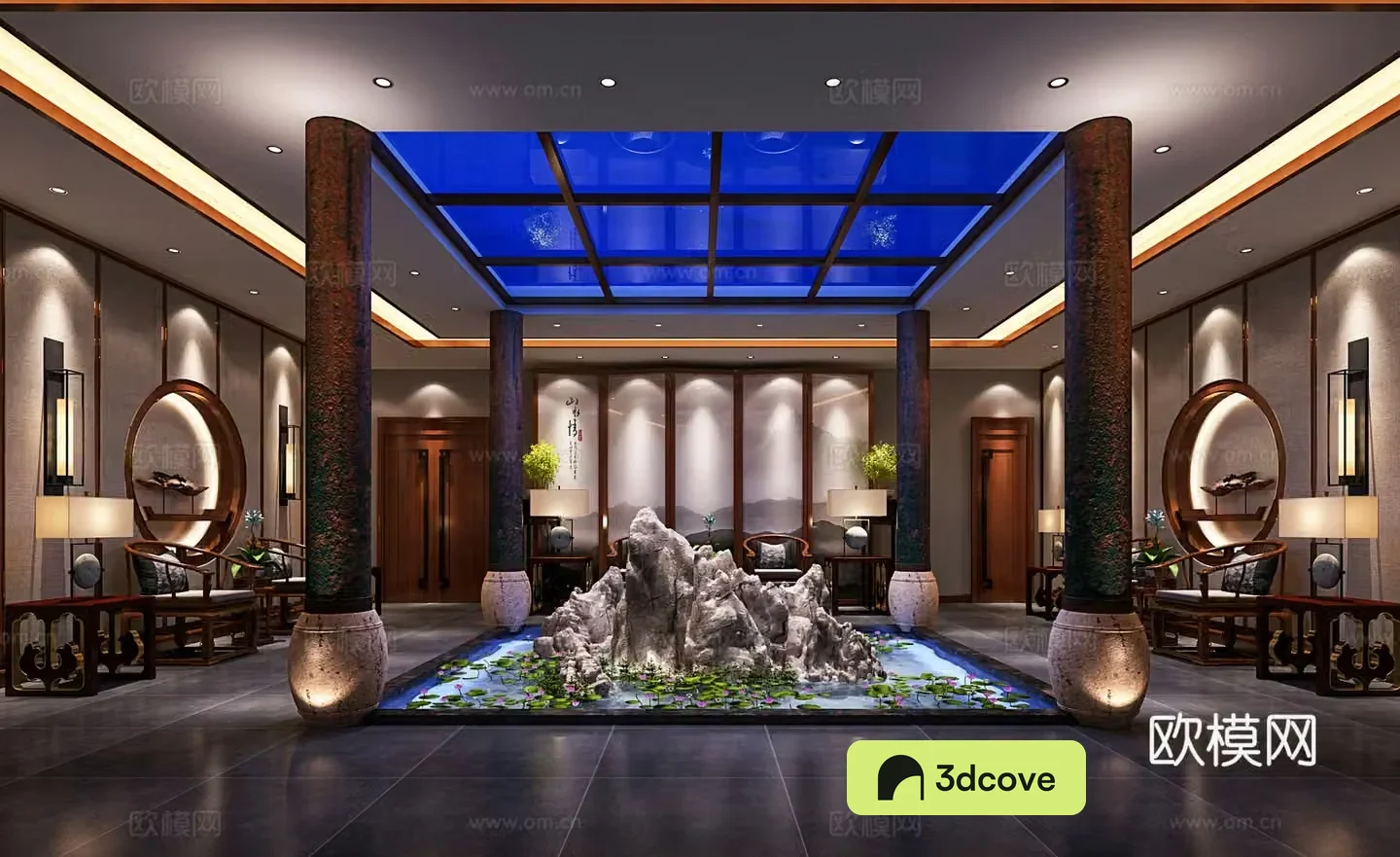 New Chinese style lobby Cigar bar front hall