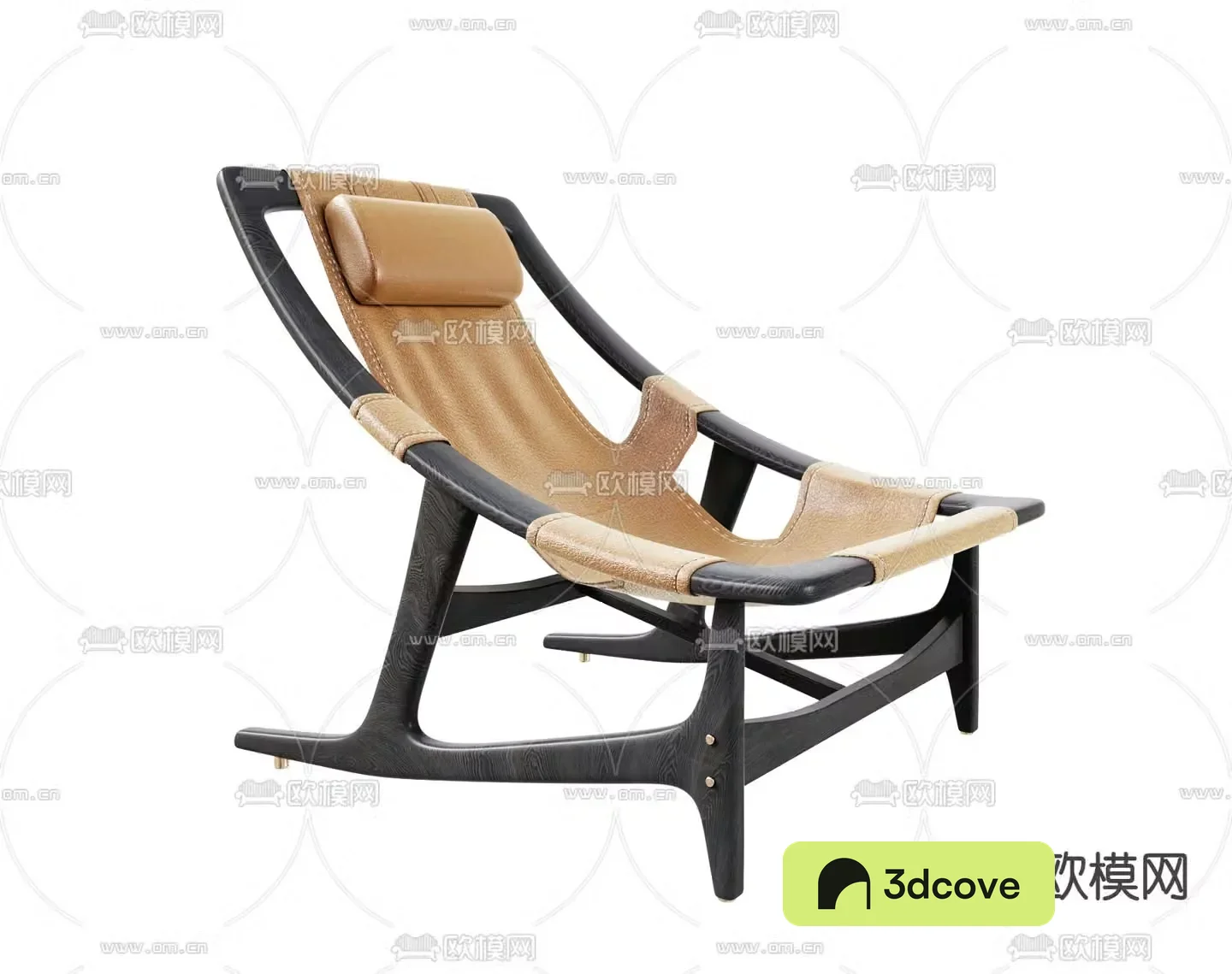 Pertica modern black solid wood lounge chair