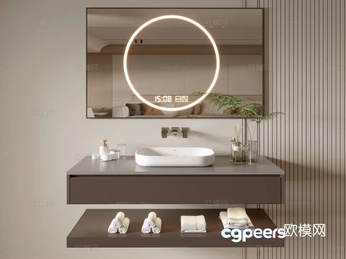 Modern bathroom cabinet bathroom basin bathroom ornaments mirror cabinet sink 3d model