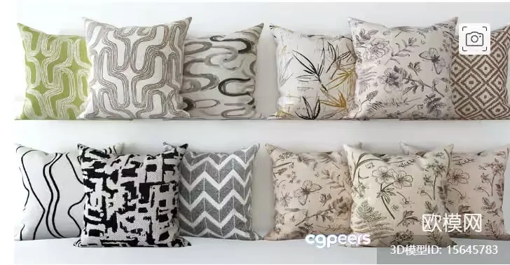 Cozy Throw Pillows 3D Model – 2629 – VRAY Render