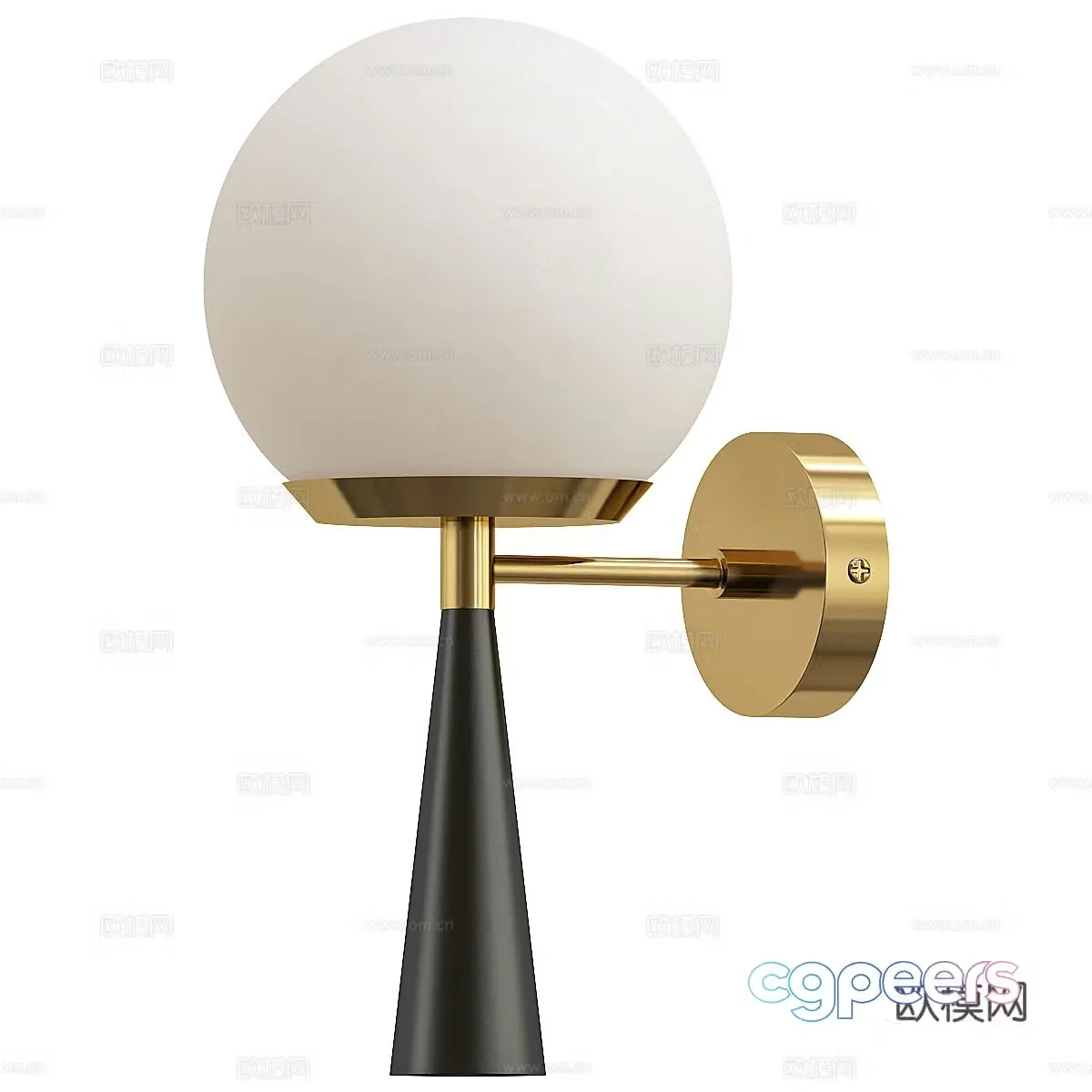 Modern light luxury metal glass wall lamp 3d model