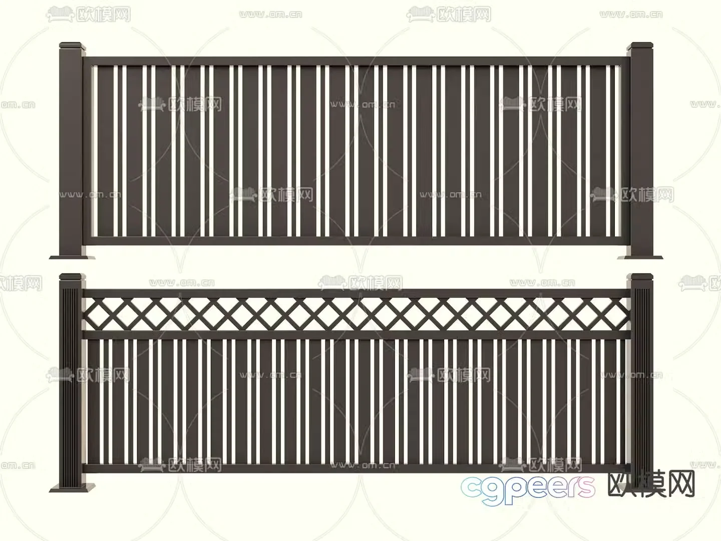 Wrought iron railing fence guardrail 3d model