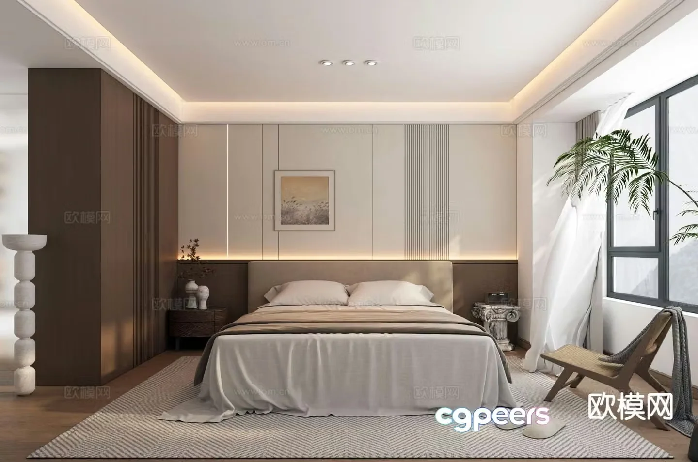 Wabi-sabi style bedroom master bedroom 3d model