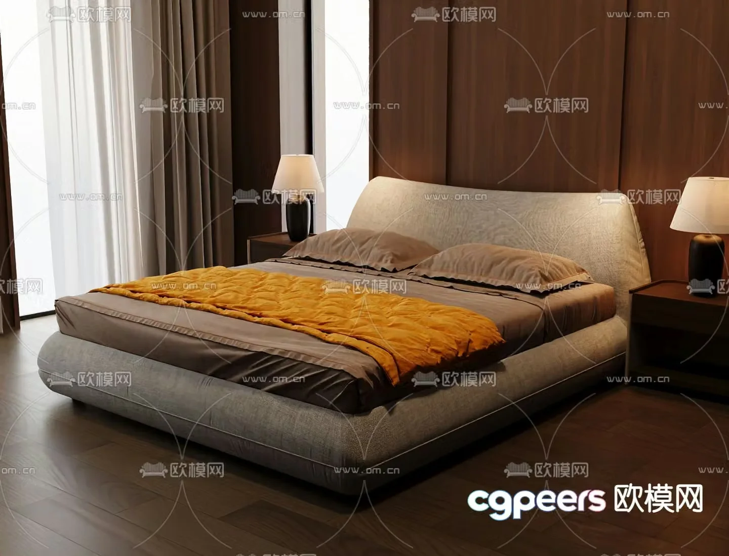 Italian double bed 3d model