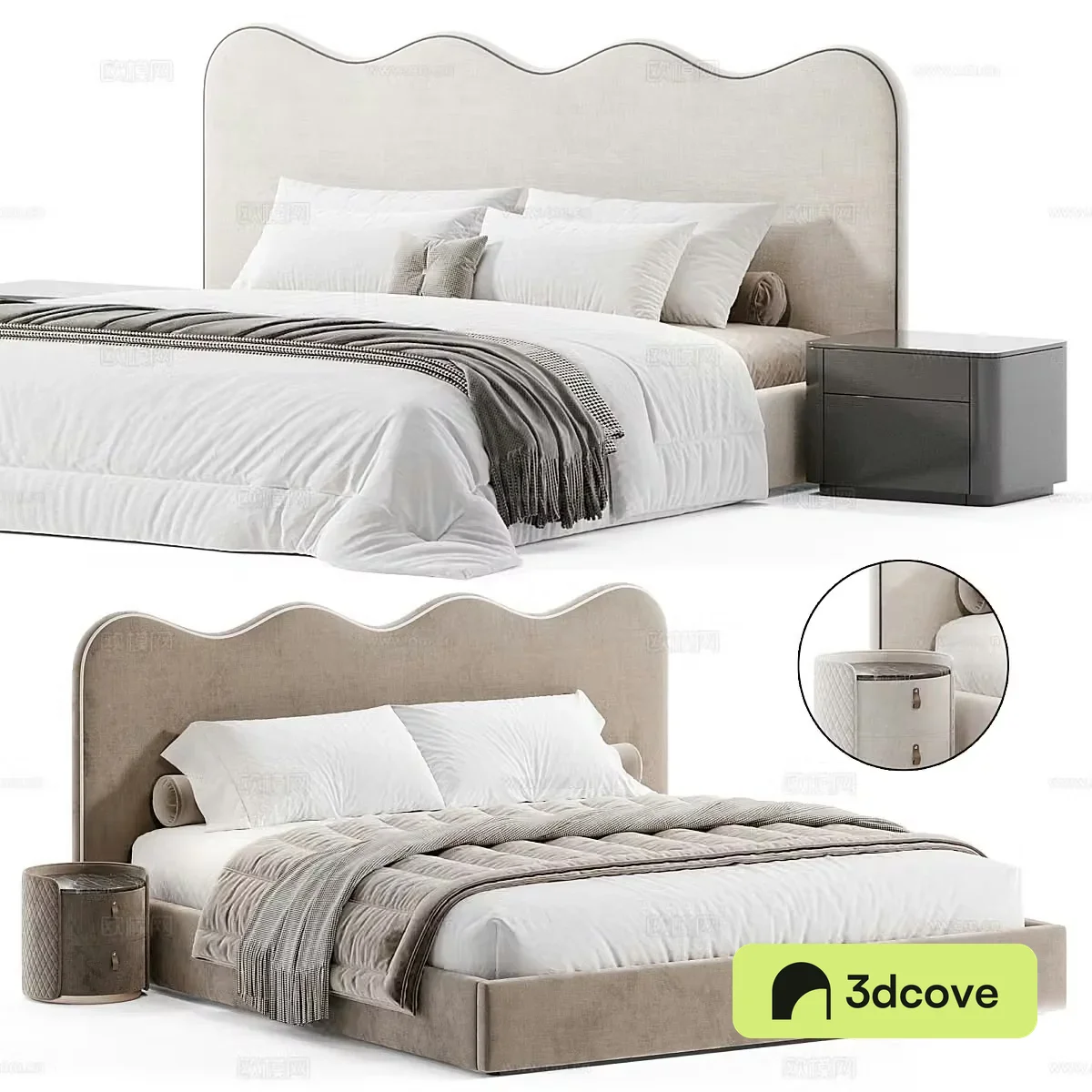 Modern Cream Style Beatrix Double Bed