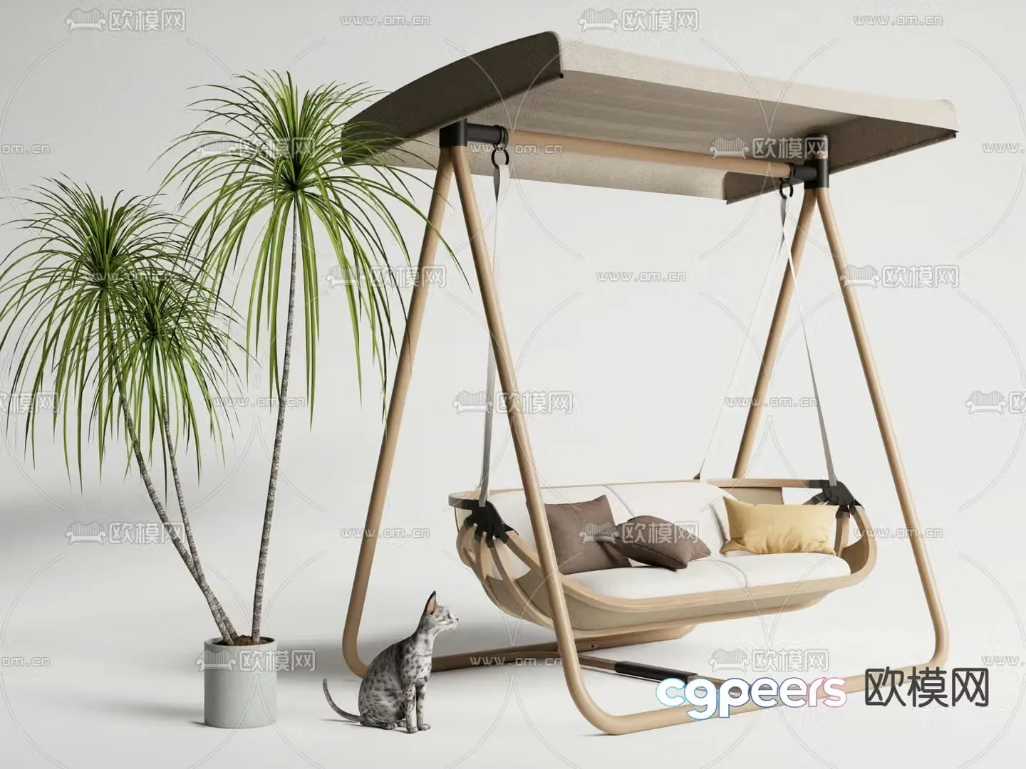Courtyard swing hanging chair rocking chair 3d model
