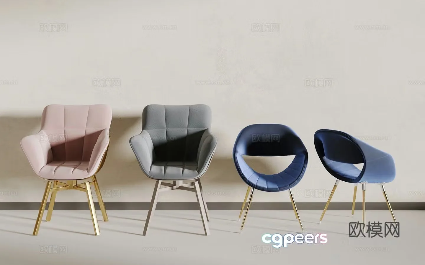 Light luxury dining chair 3D model