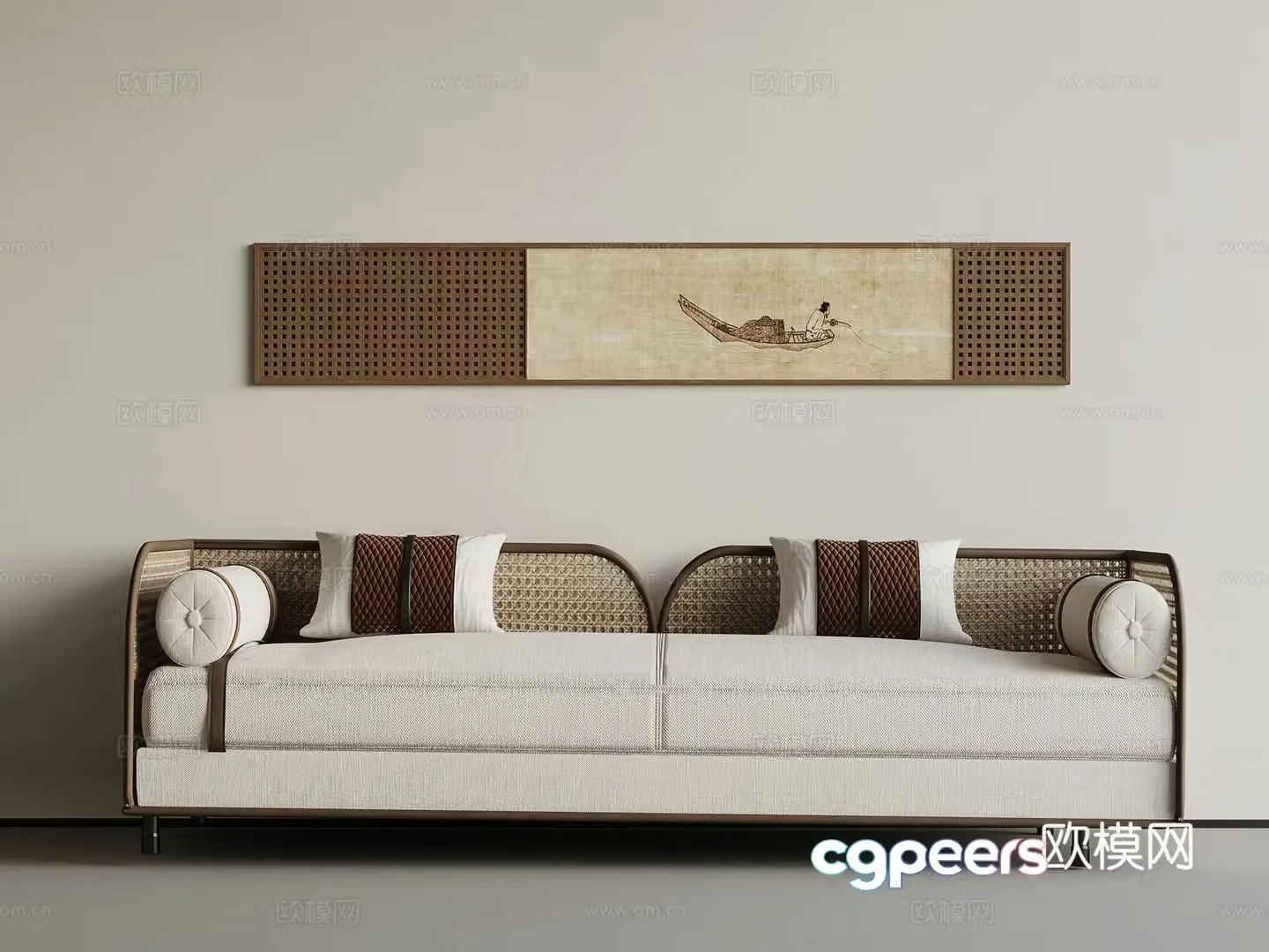 New Chinese sofa decorative painting 3d model