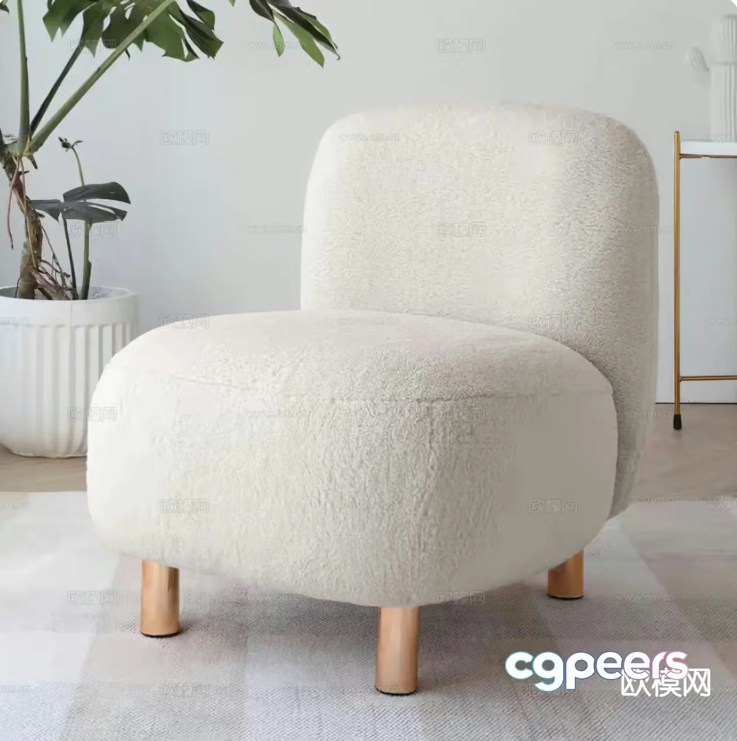 Nordic wool sofa leisure sofa 3d model