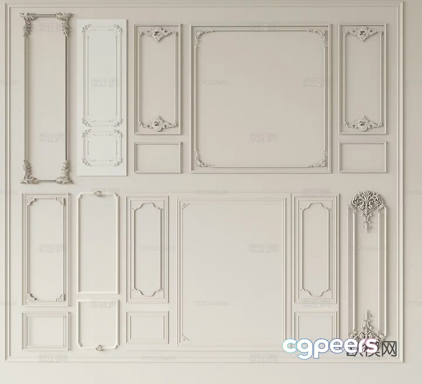 Wall decoration European lines Gypsum line 3d model