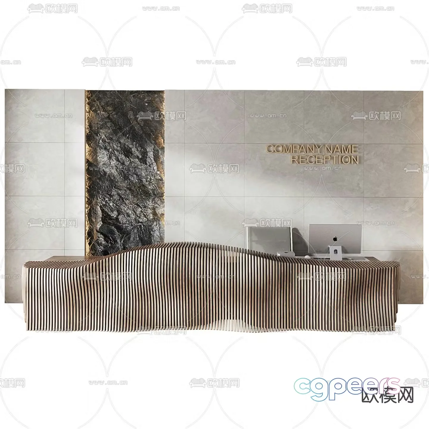 Modern front desk reception desk service desk 3d model