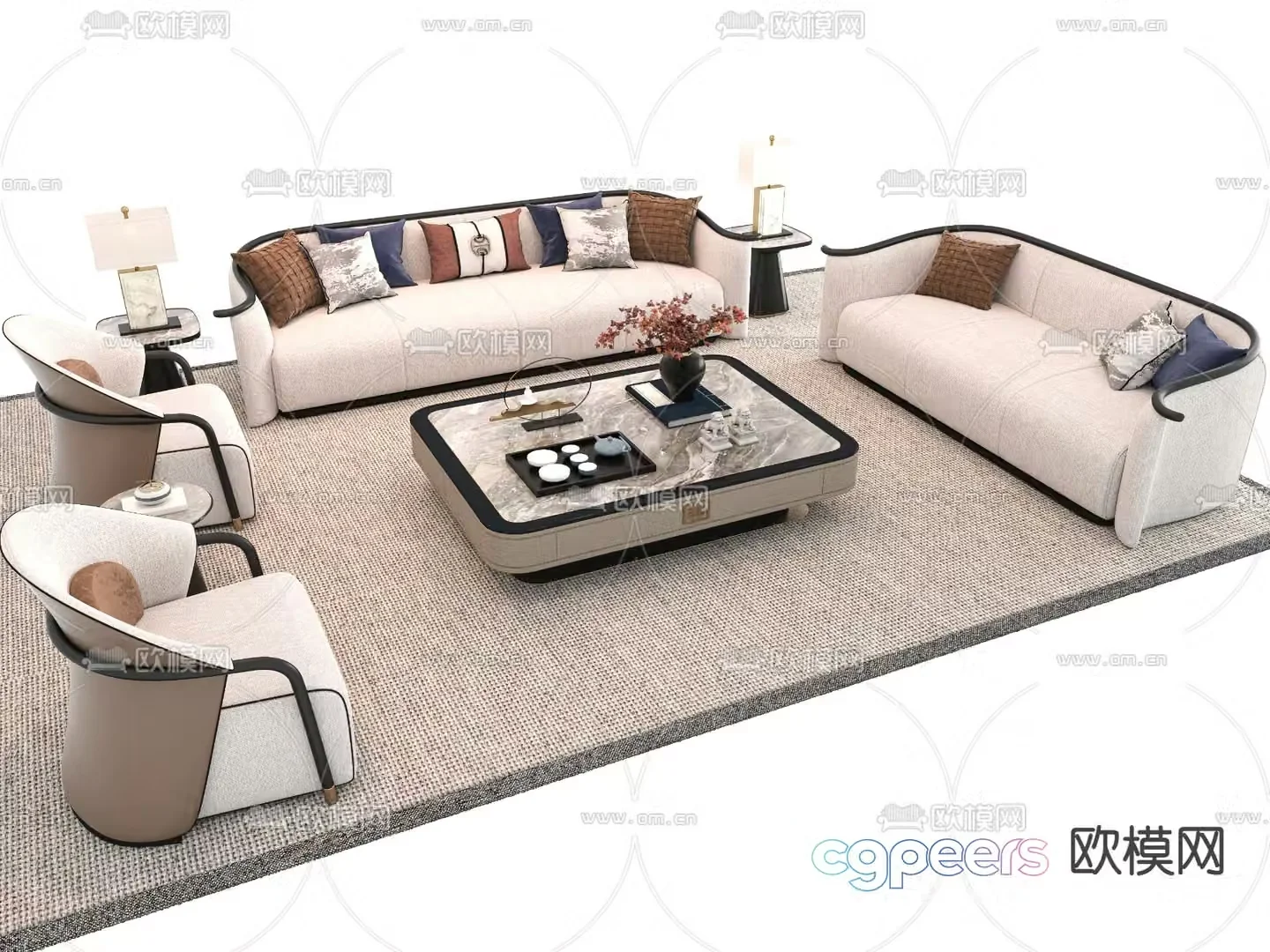 New Chinese style sofa set 3d model