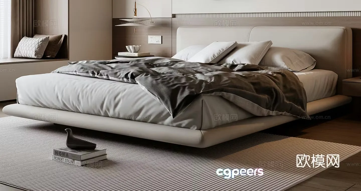 Modern double bed 3d model