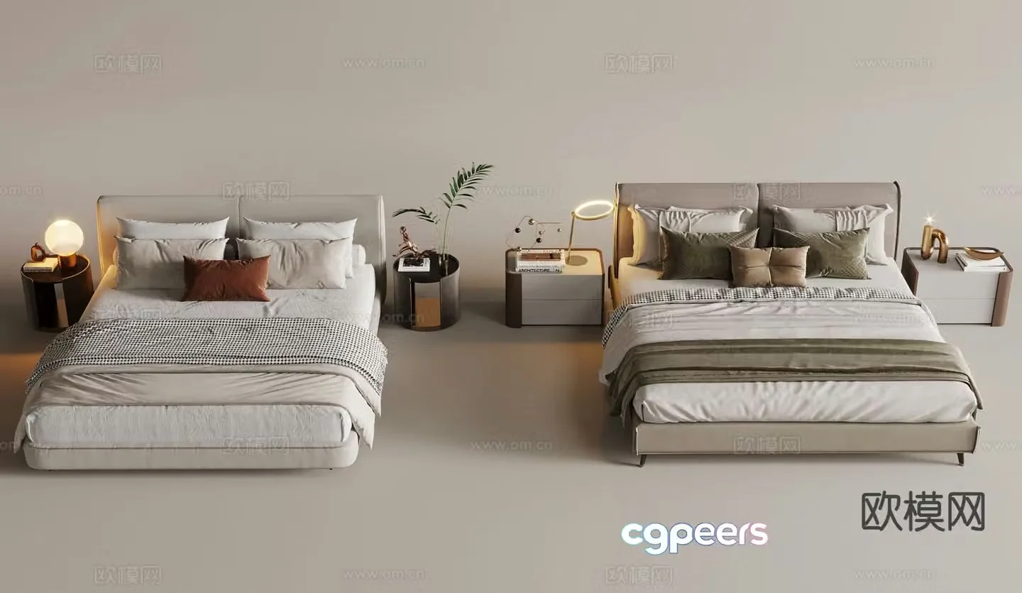 Modern double bed 3d model