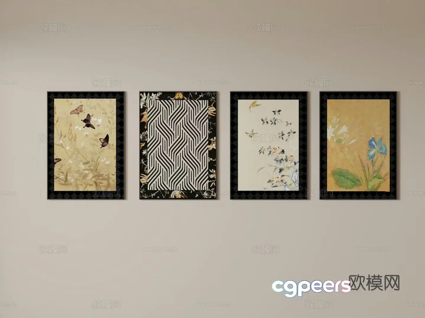 Rectangular retro hanging painting 3d model