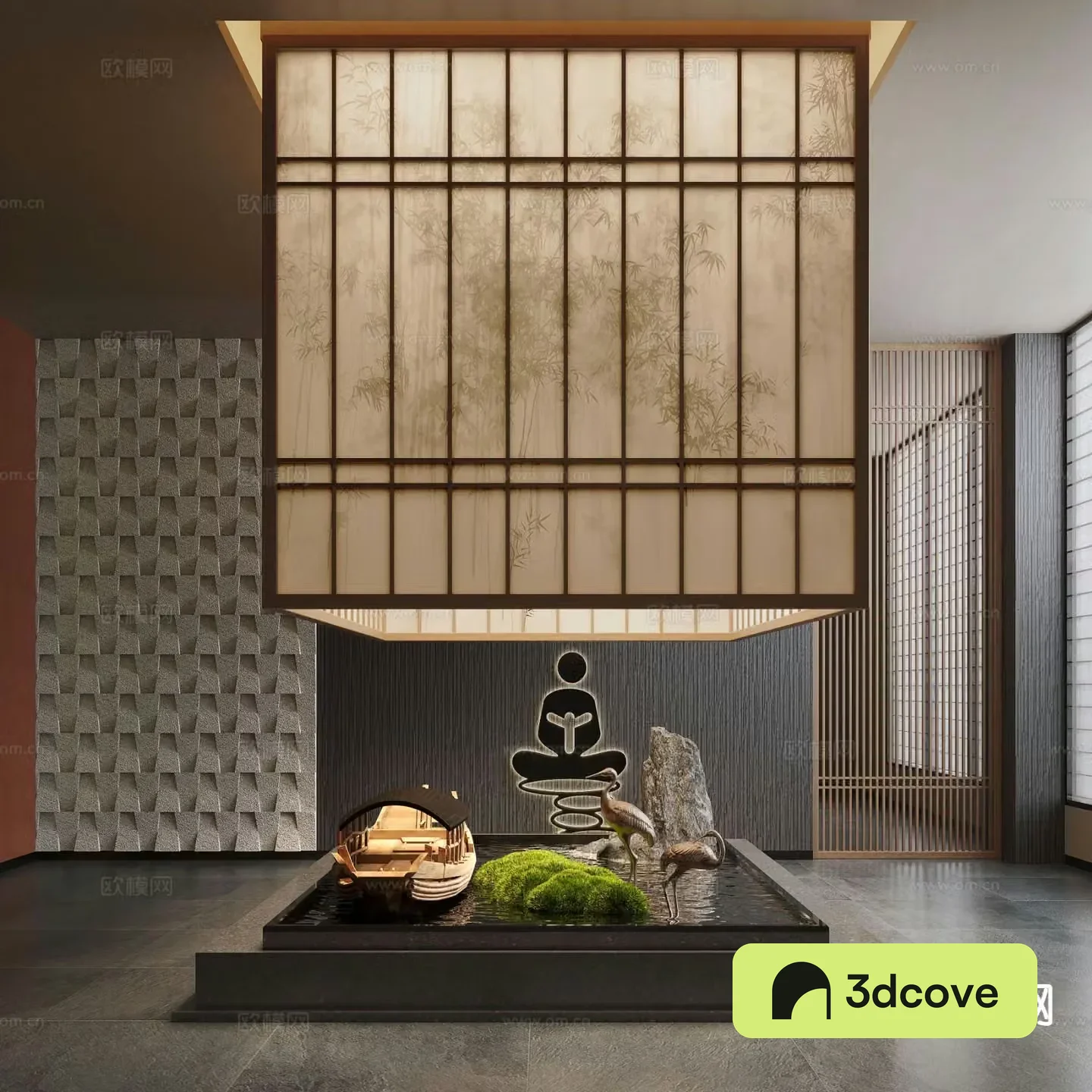 New Chinese style landscaping moss landscape sketch indoor landscaping