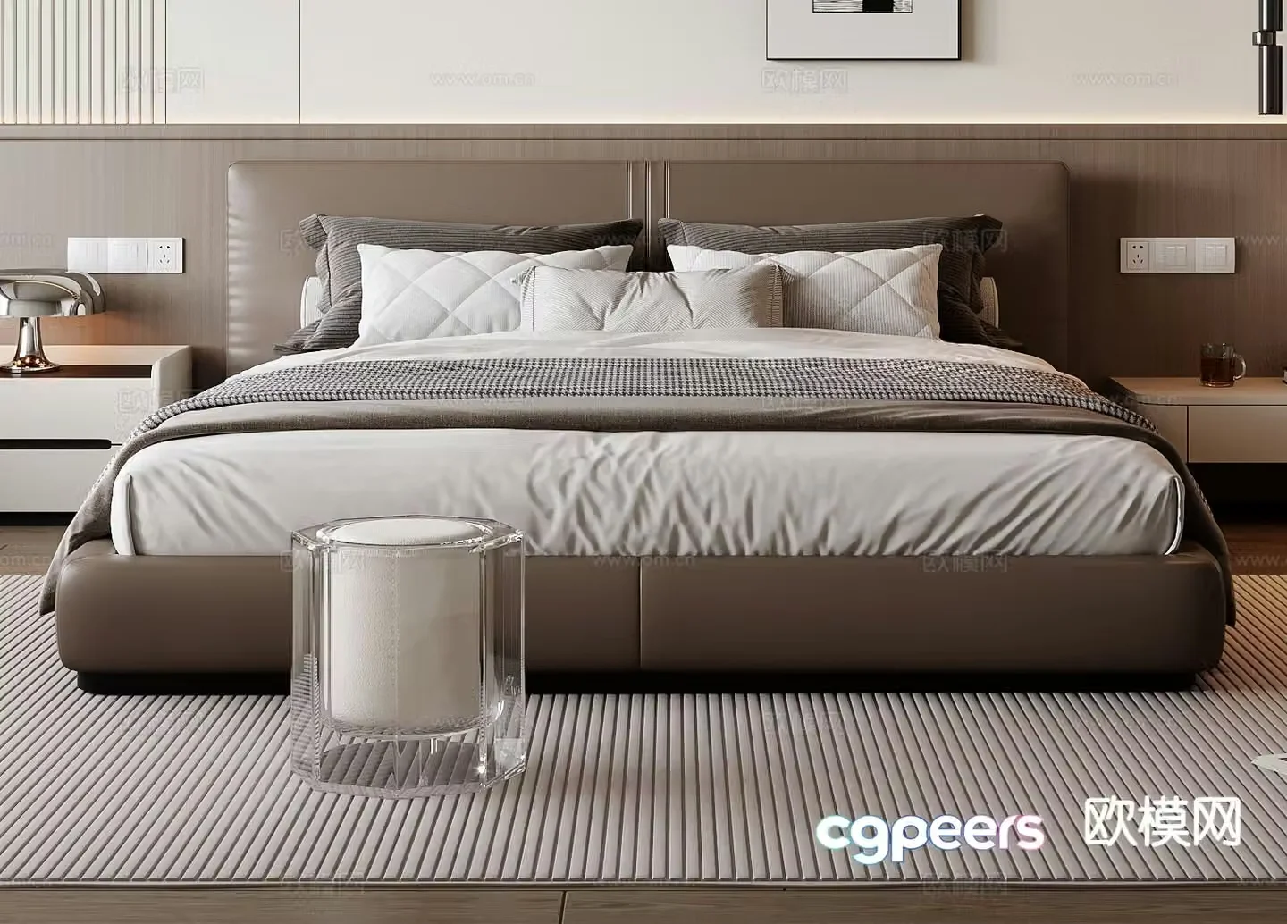 Italian double bed 3d model