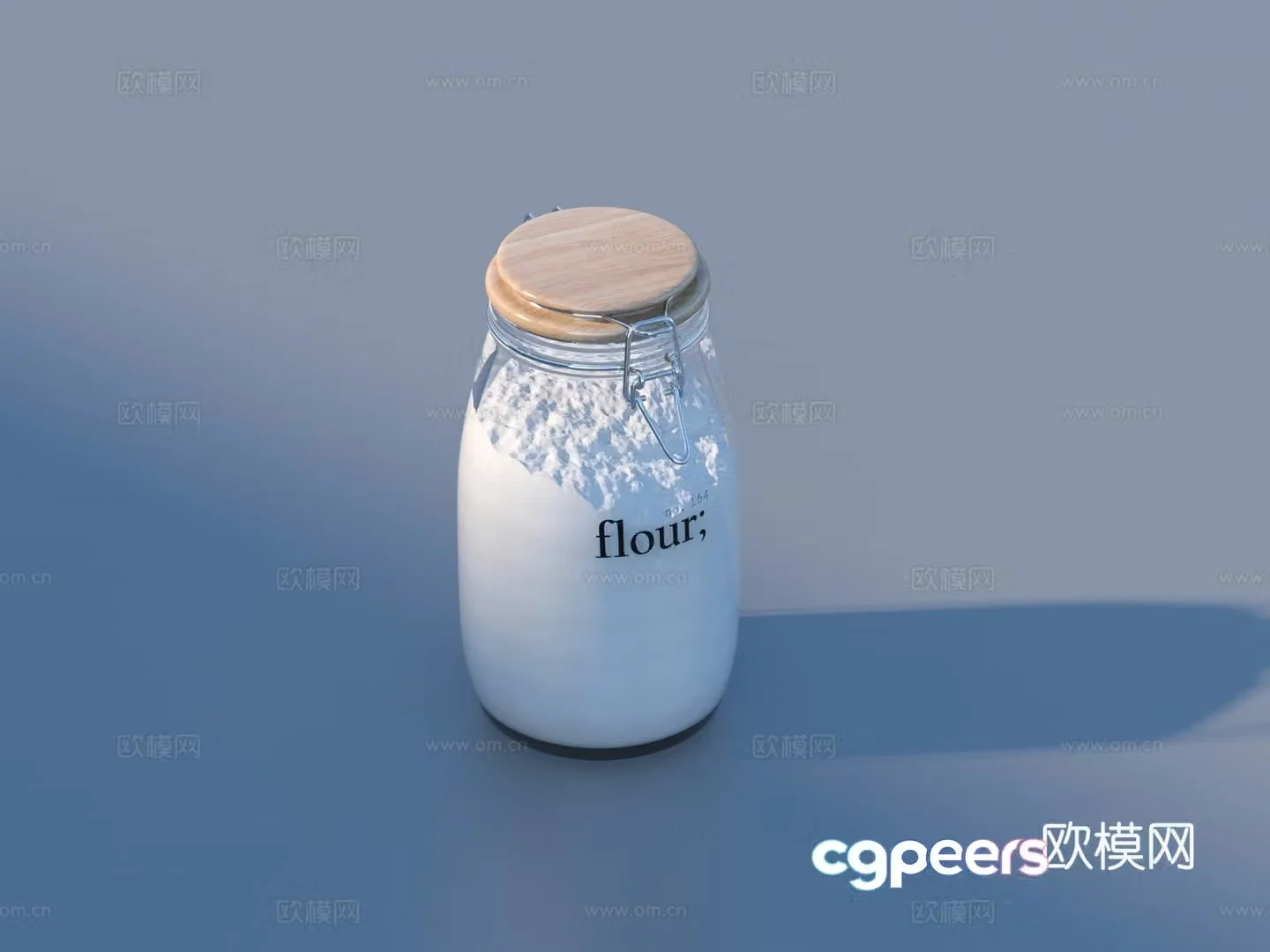 Canned glass can white sugar flour 3D model