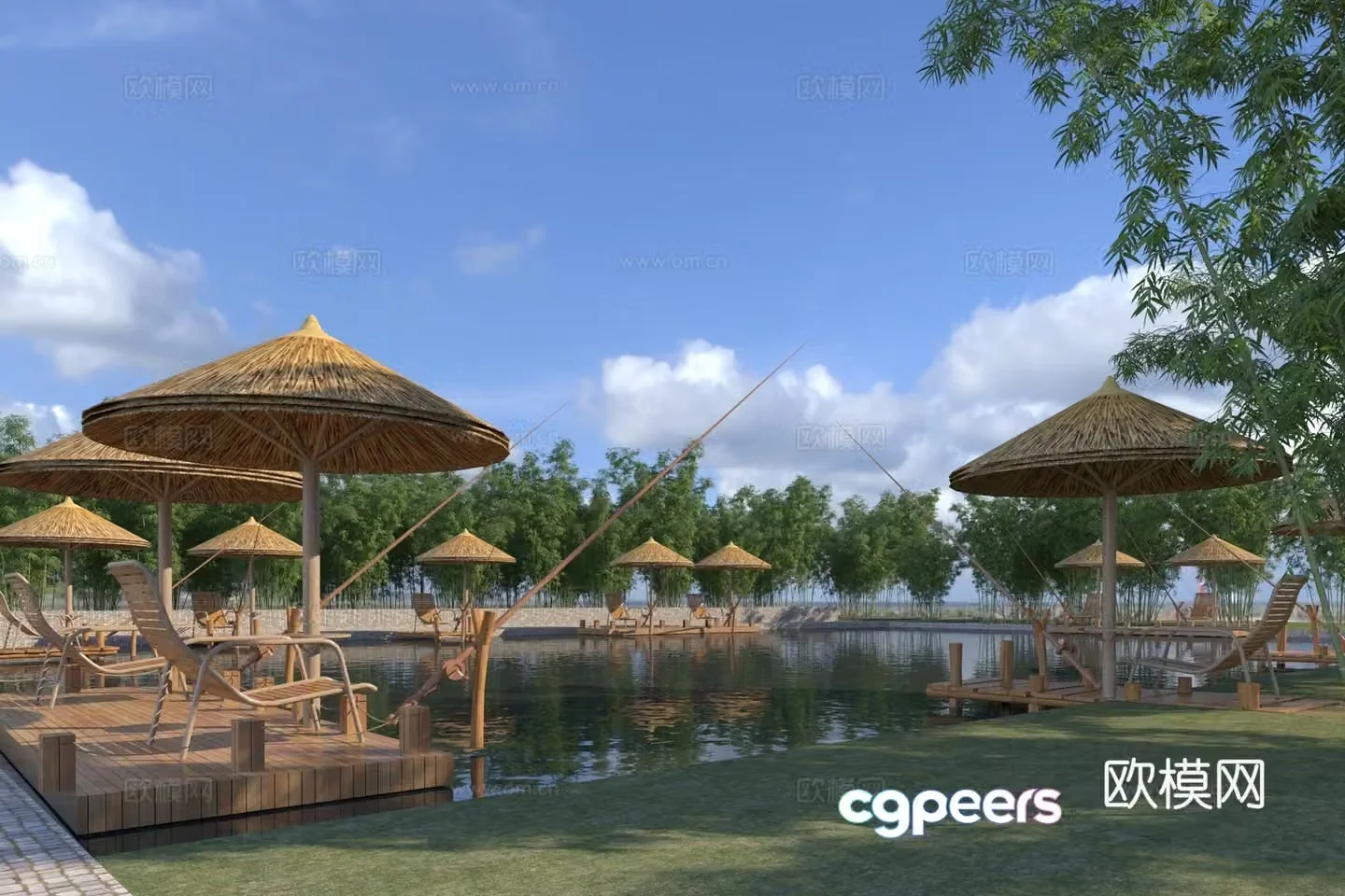 Waterfront Park Fishing Park 3d model