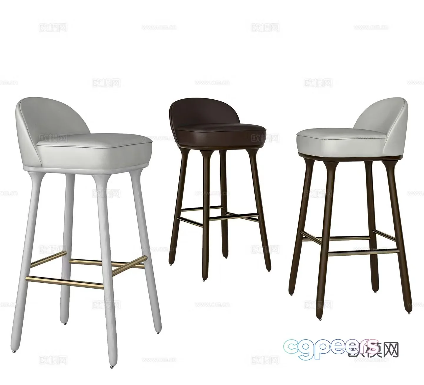 Modern bar chair Leather bar chair Cafe restaurant bar chair 3d model