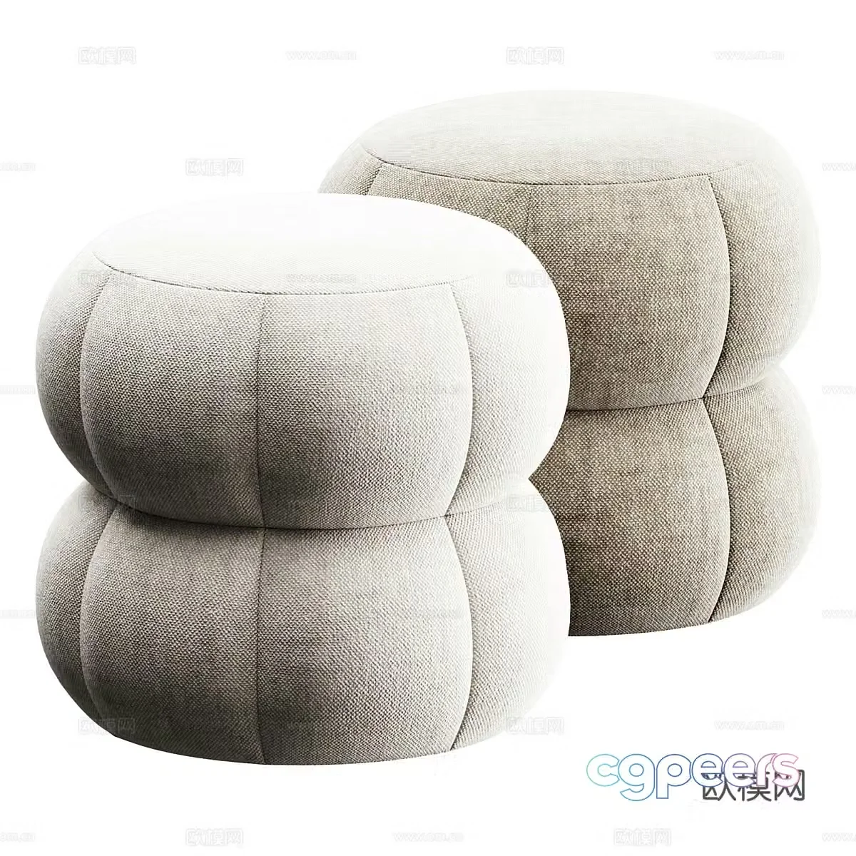 Modern fabric stool 3D model