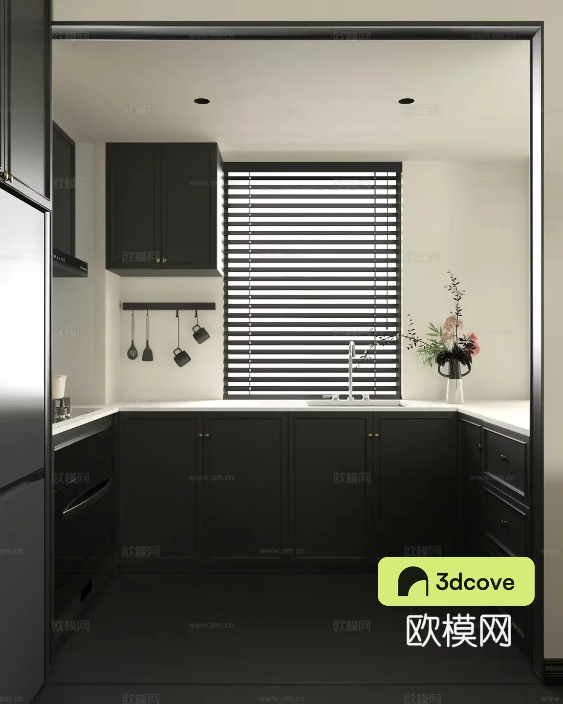 French black white and gray modern kitchen