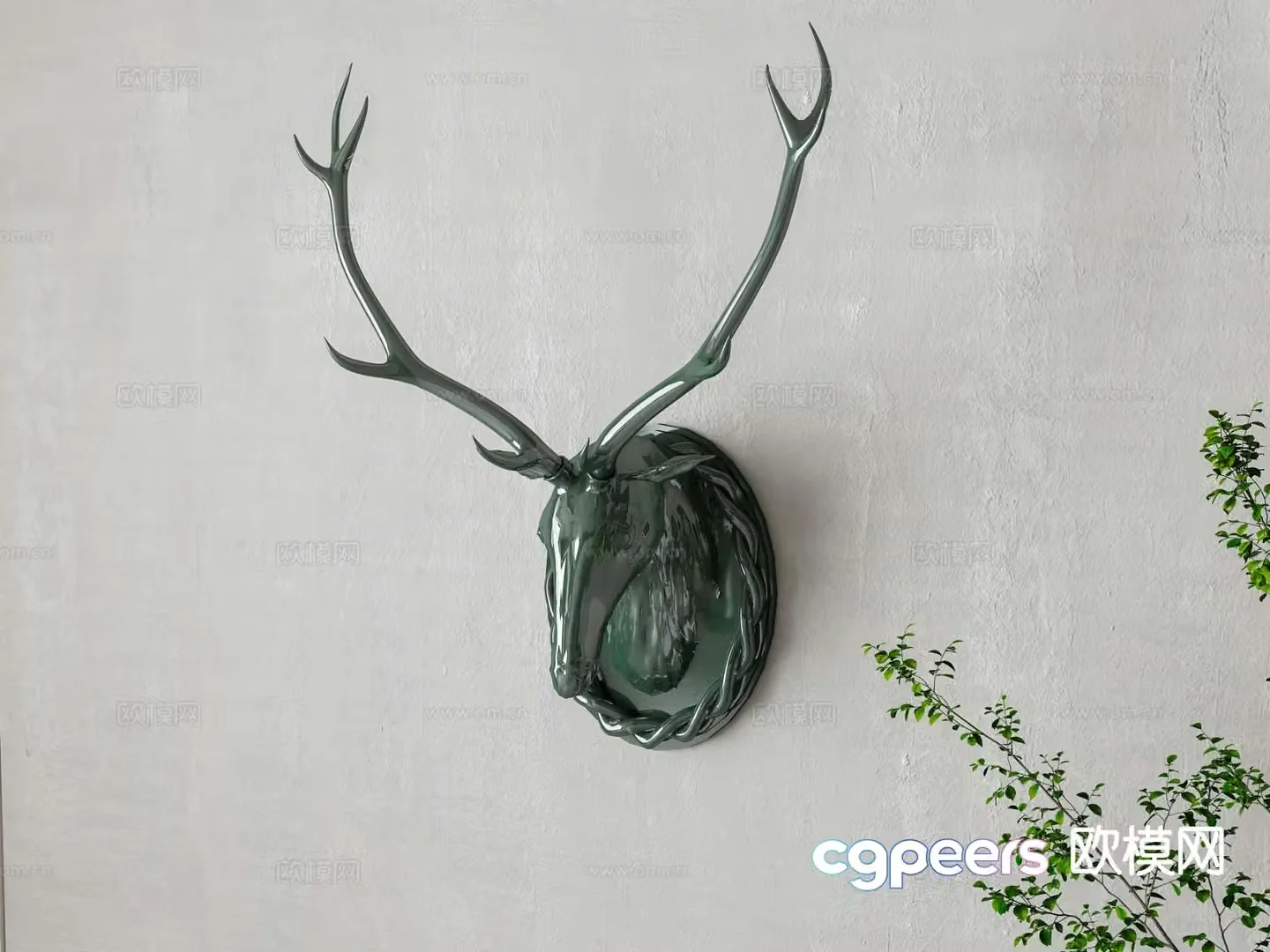 European style deer head wall decoration hanging decoration 3d model
