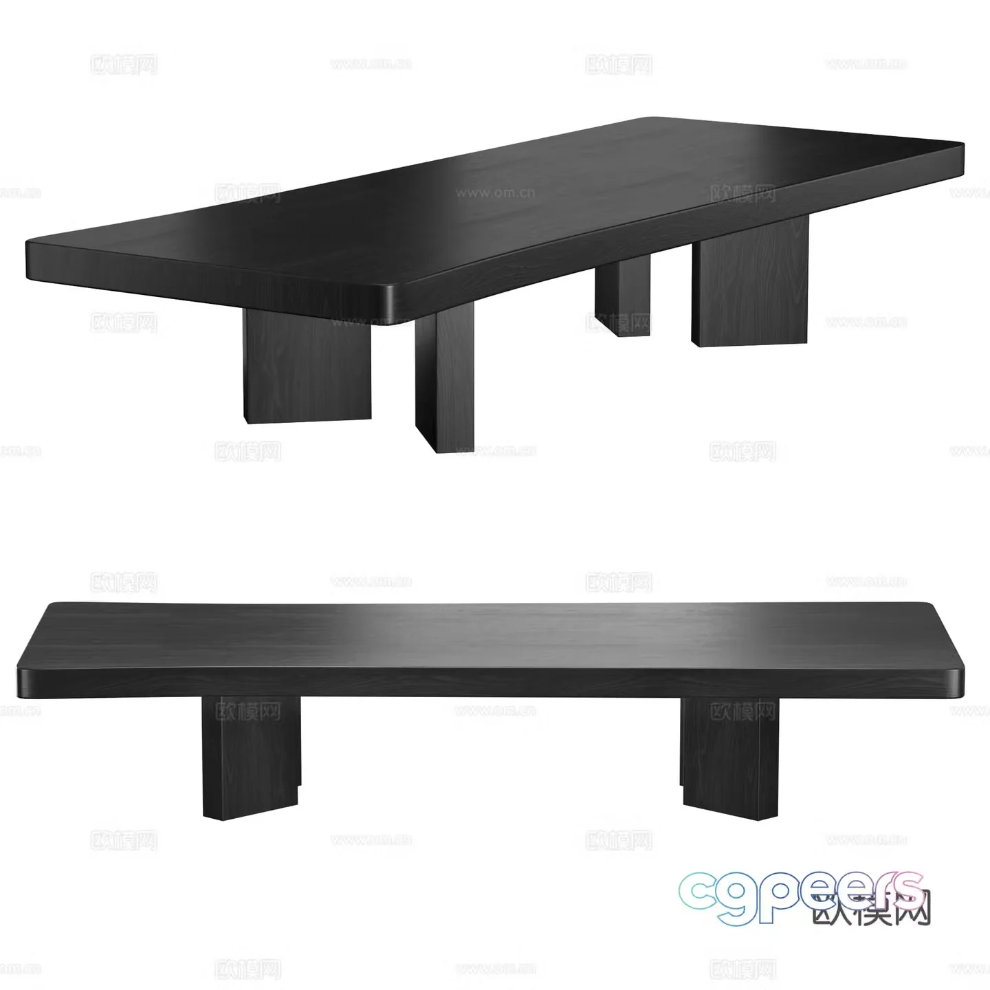 Modern Italian solid wood coffee table 3D model