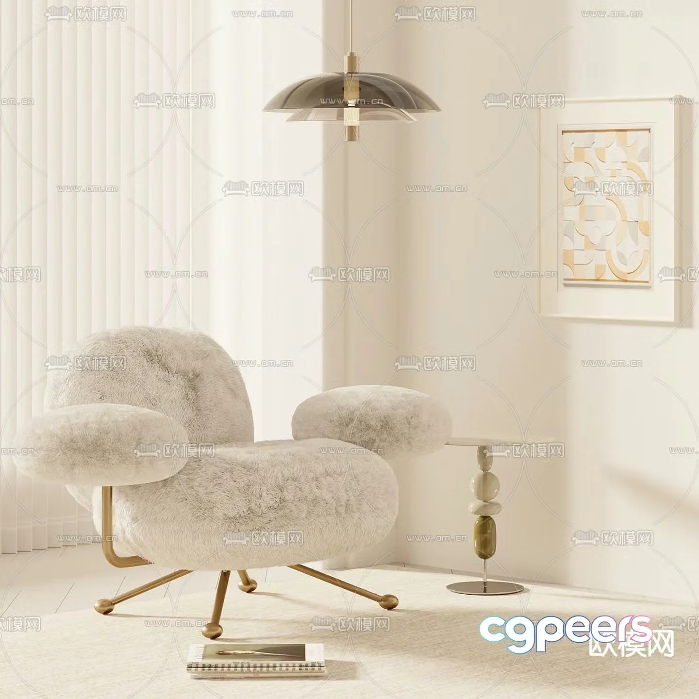 Leisure chair sofa chair sherpa chair 3d model