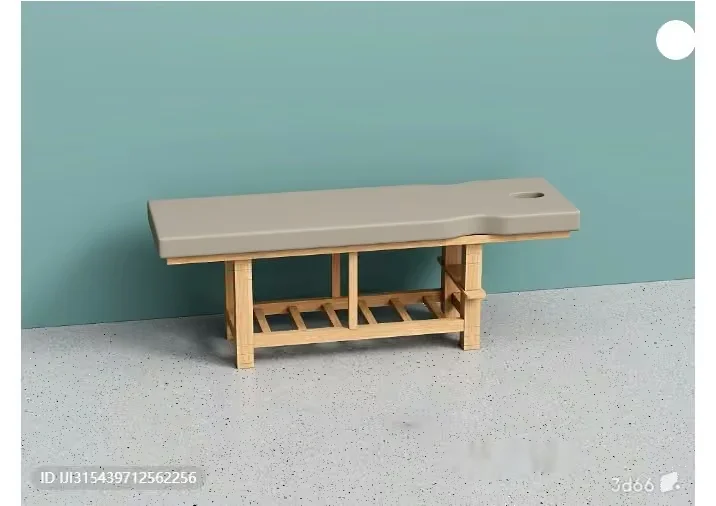 A Massage Table With A Wooden Base And A Beige Top 3D Model – 4274 – VRAY Render
