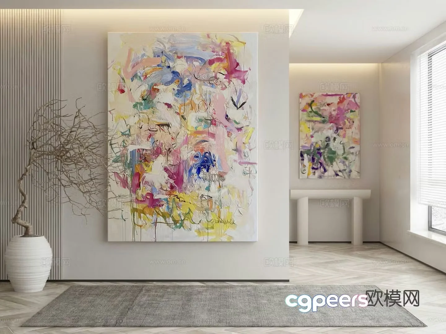 Modern texture painting decorative painting 3d model