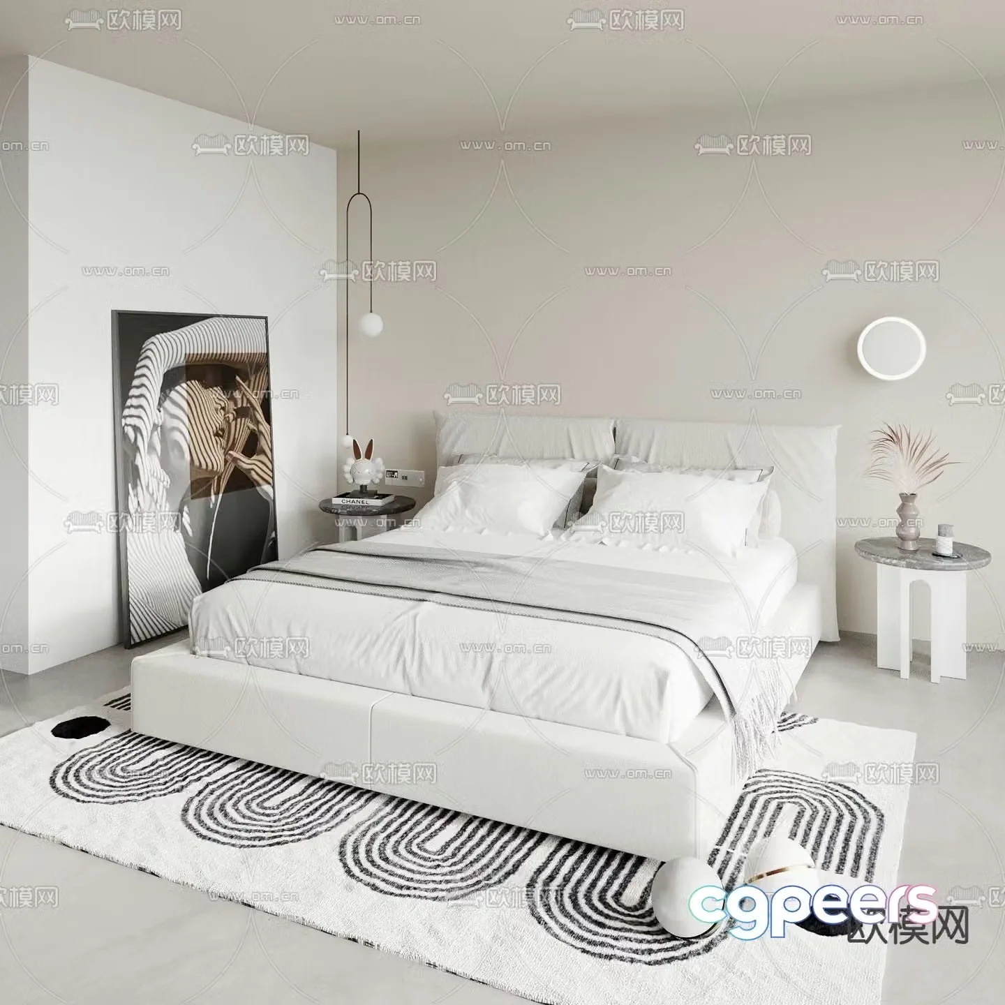 Modern double bed 3d model
