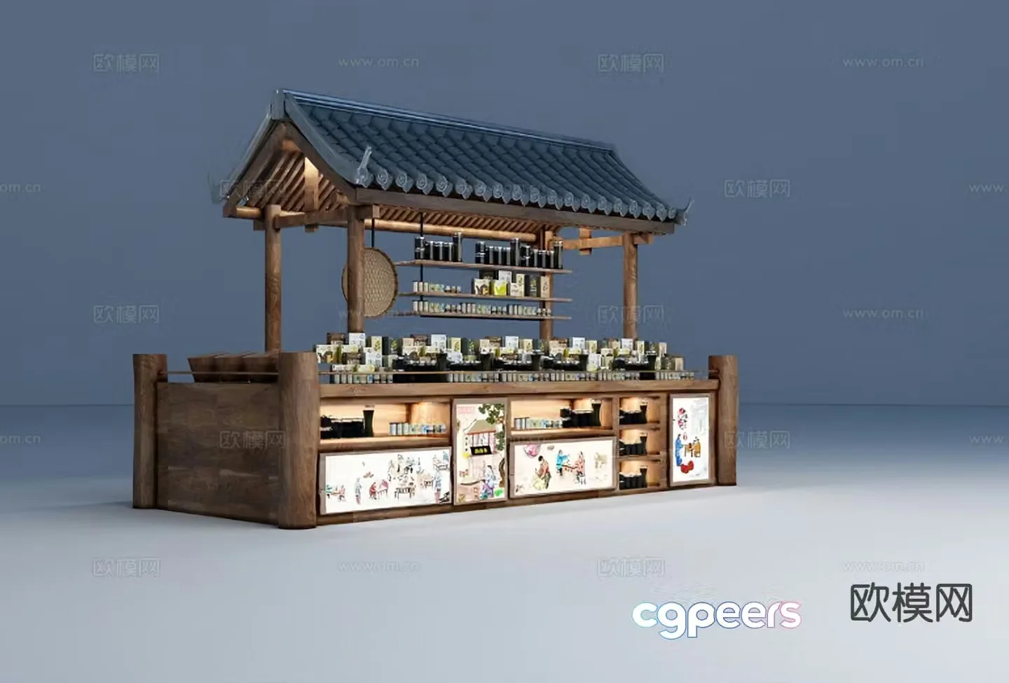 Chinese souvenirs exhibition stand food container 3D model