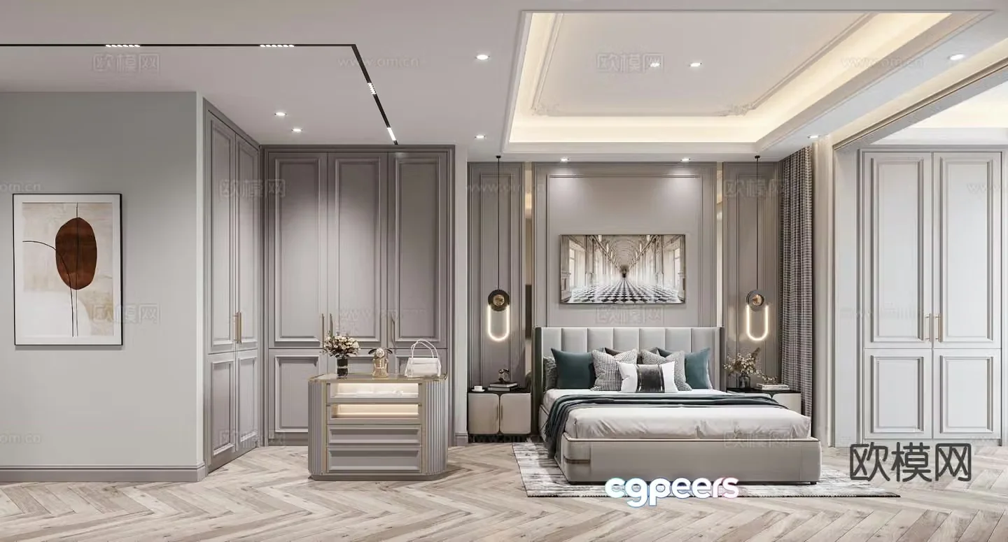 American style bedroom master bedroom 3d model