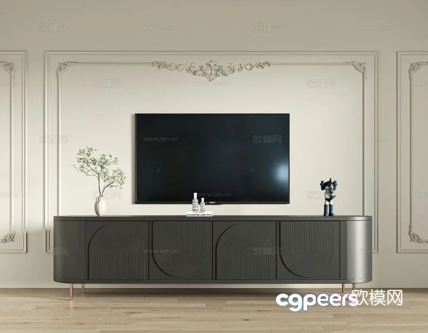 French TV cabinet 3d model