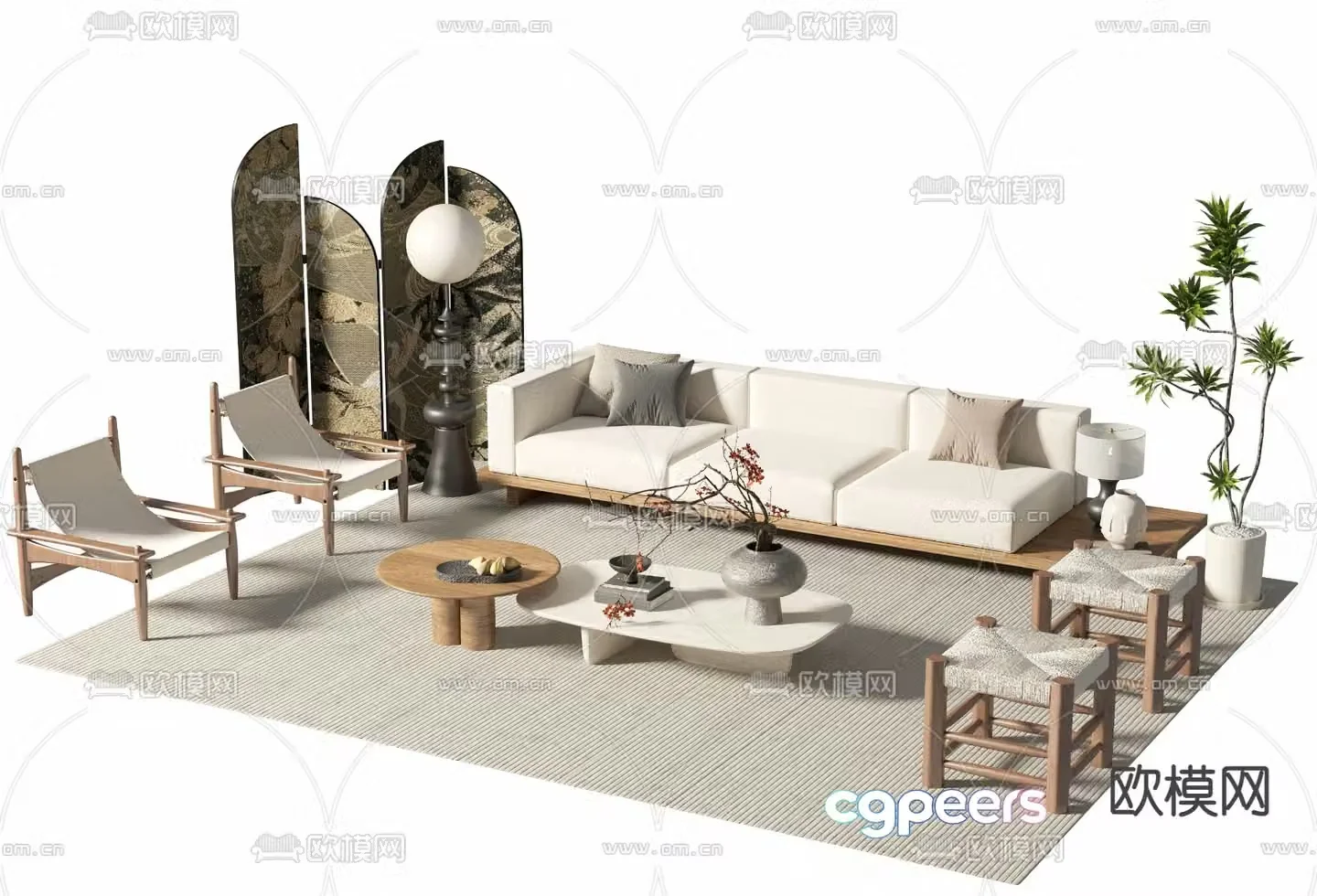 Medieval style modular sofa 3D model