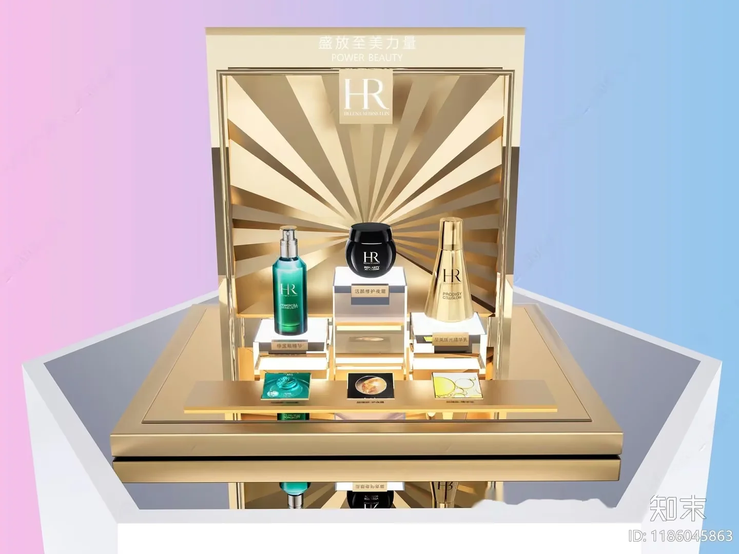 Gold Display Stand 3D Model – 8524 – VRAY Render