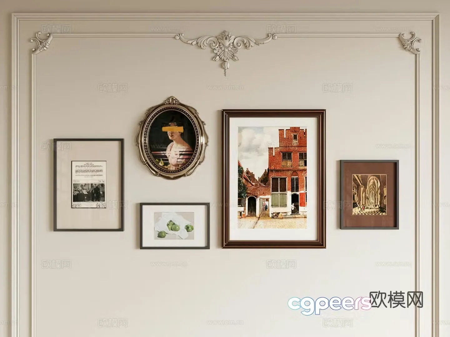 French oil painting Art hanging painting Decorative painting 3d model