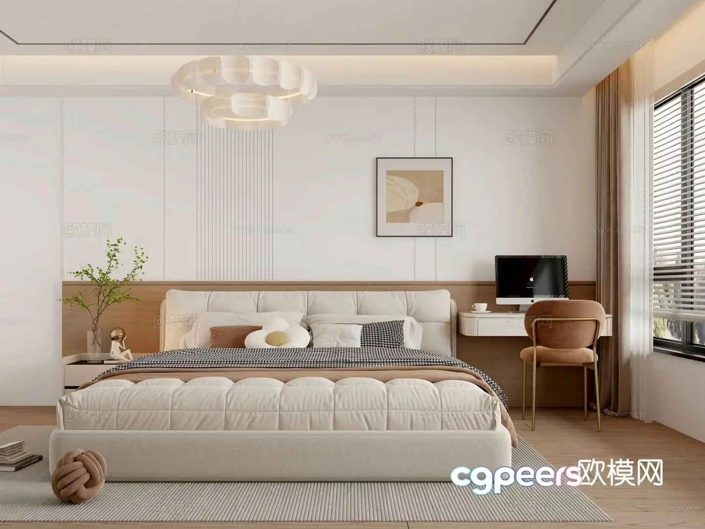 Cream style bedroom second bedroom 3D model