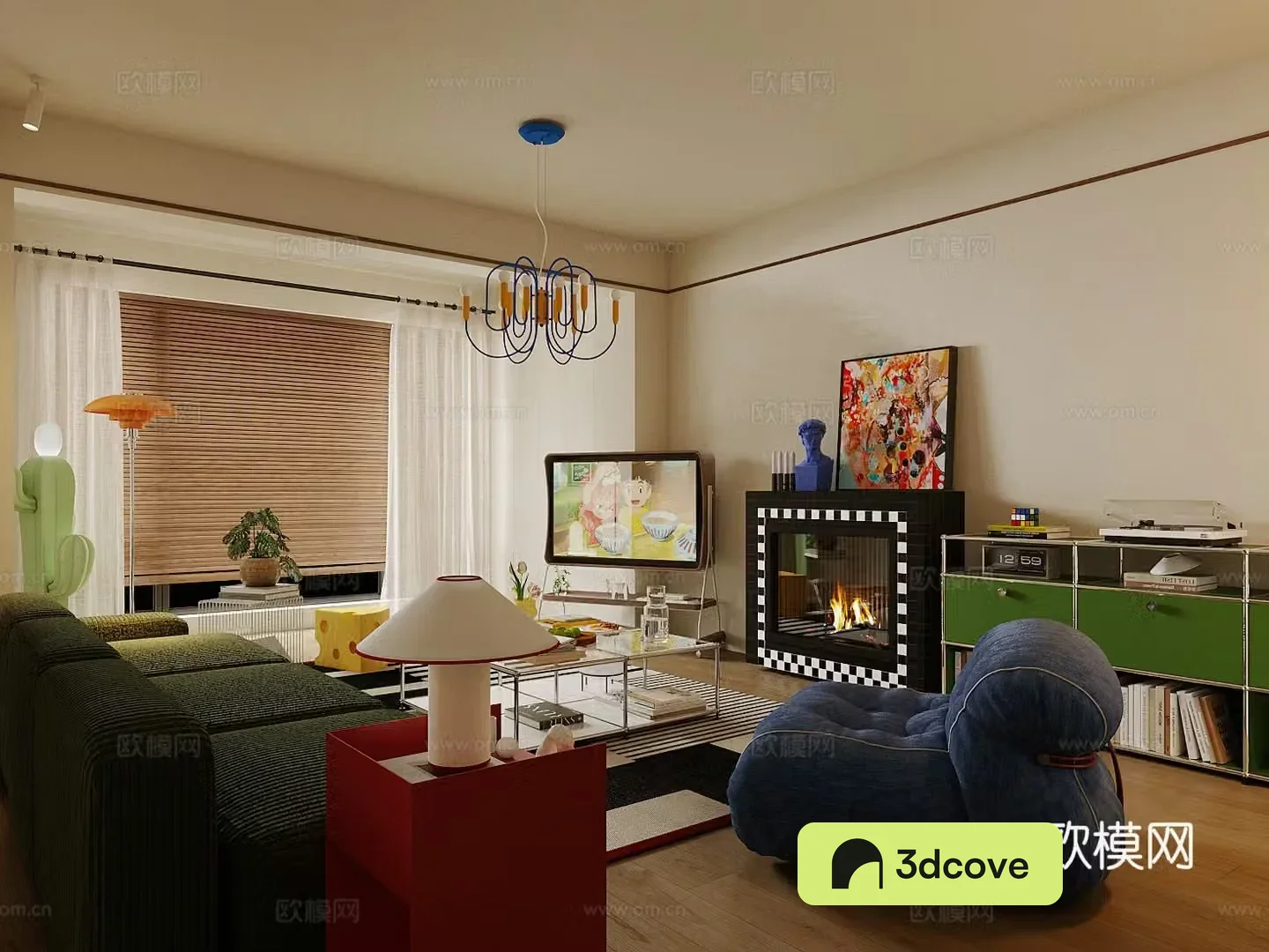 Modern home living room Bauhaus living room Memphis living room Retro style living room Dopamine living room